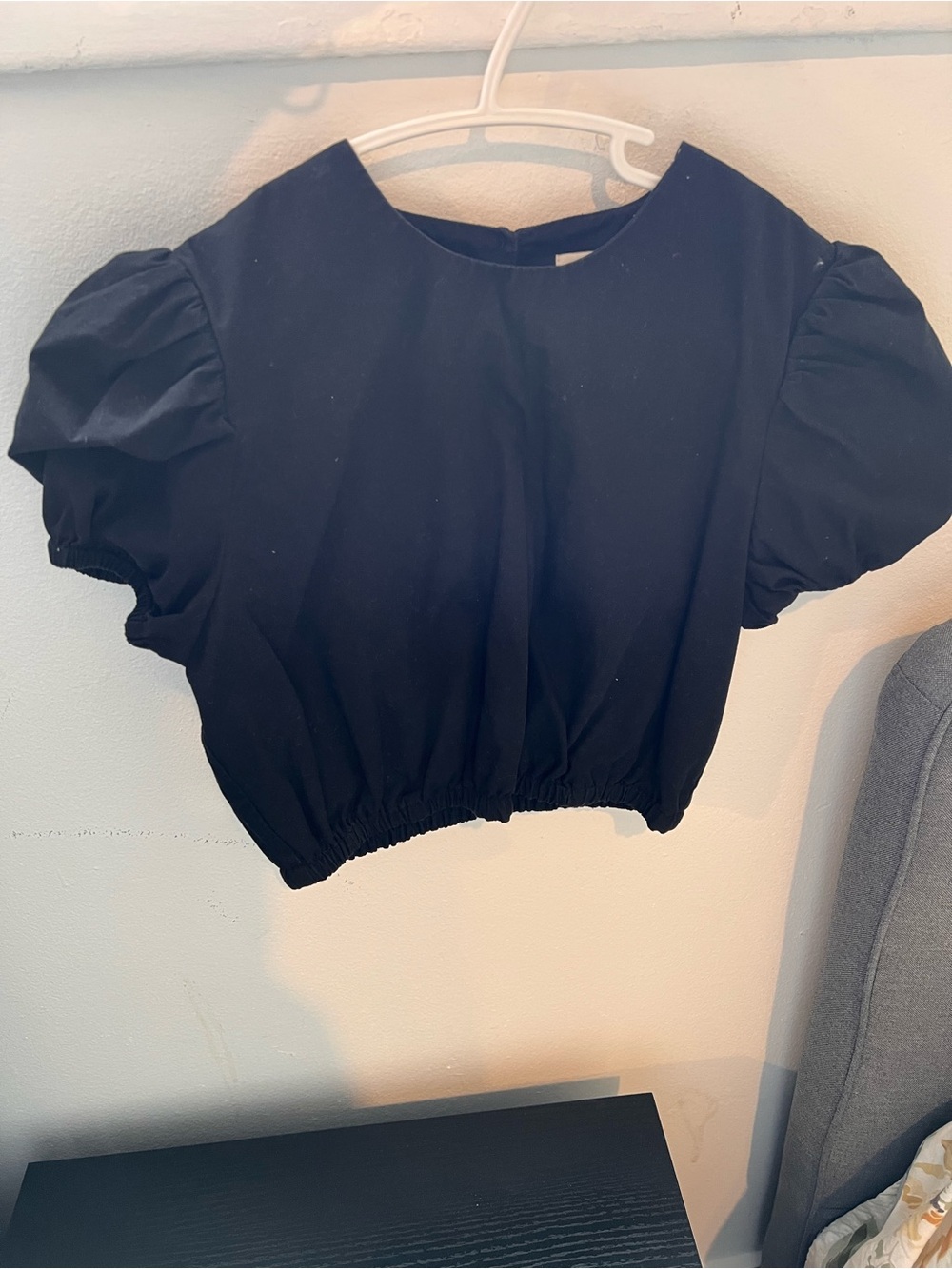 Sunday Best Black Puff Sleeve Crop Top
